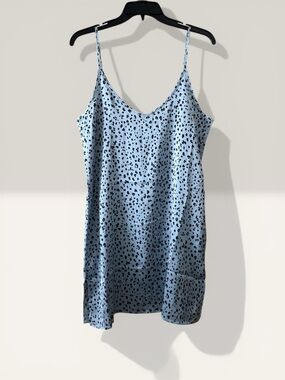 Zenana Satin Leopard Print V-Neck Tunic Dress Adjustable Straps Size M *NEW*